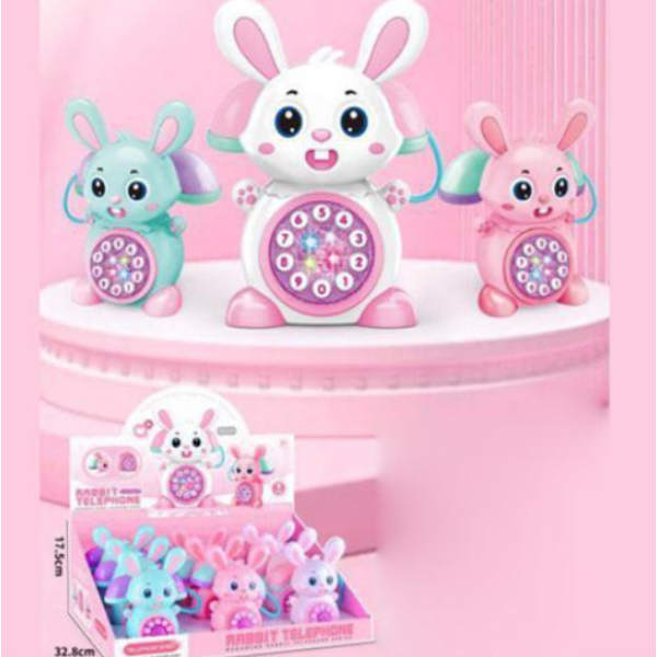 Телефон 6820B зайчик, 17см new