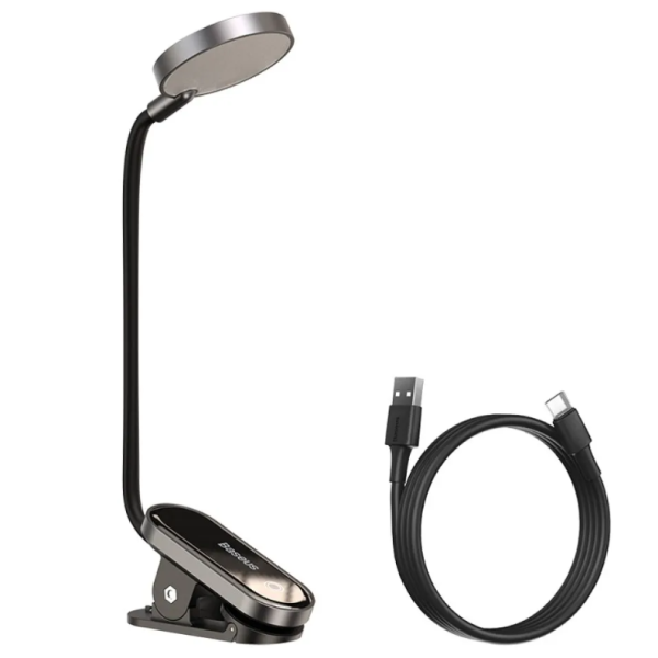 Настільна лампа LED Baseus Comfort з акумуляторо на прищіпці 3 Вт сріблястий