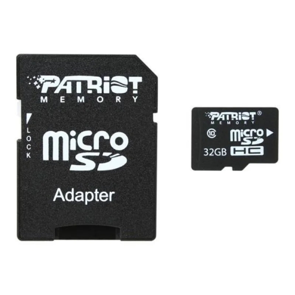 Карта пам'яті 32 GВ Patriot LX Series MicroSDHC UHS-1 Class 10 з адаптером чорний