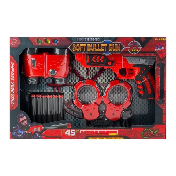 Набір іграшкової зброї FJ922 м'які кулі-присоски червоний з чорним