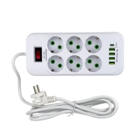 Мережевий фільтр-подовжувач 6 розеток D6 4хUSB/Type C 10 А 3 м білий