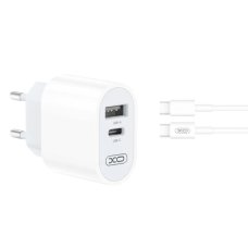 Зарядний пристрій з кабелем USB+Type-C/Type-C 1 м XO L97 12 W 2.4 А білий