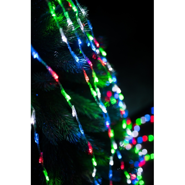 / Світлодіодна гірлянда завіса-водоспад прозорий дріт 3 м х 2.5 м Euro Led 480 LED 8 режимів мульти
