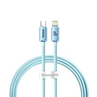 Кабель Type-C/Apple Lightning 1.2 м Baseus Crystal Shine Series 20 Вт блакитний