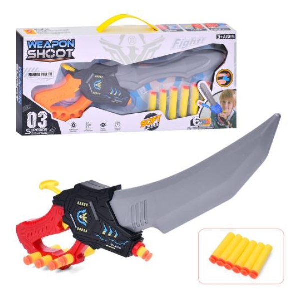 Пістолет SP12537-1-2 (36шт) 2в1(меч), 42см, м'які кулі-присоски 6шт, мішені, 2 види, в кор-ці new