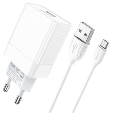 Зарядний пристрій з кабелем USB/micro-USB 1 м BOROFONE ВА47А Mighty 18 W 9 V 2 А білий