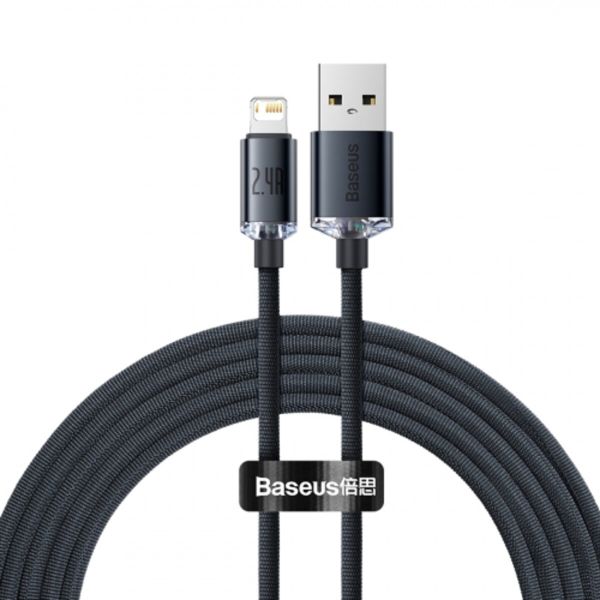Кабель USB/Apple Lightning 2 м Baseus Crystal Shine 2.4 А чорний