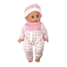 Пупс 999-5-72 у рожевому комбінезоні з аксесуарами та звуковими ефектами шарнірний 30 см