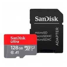 Карта пам'яті 128 GB San Disk Ultra MicroSDXC UHS-1 Class 10 A1 з адаптером червоний з сірим