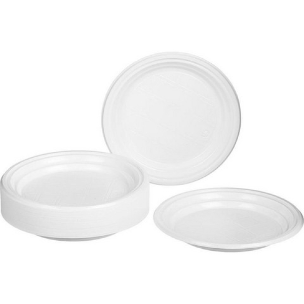 / Тарілка пластикова, одноразова, 205мм, 100 шт/уп, білий