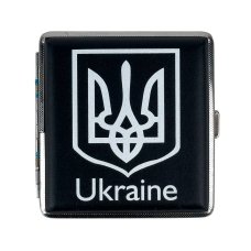 Портсигар Ukraine PK-31 на 20 сигарет шкірзам чорний