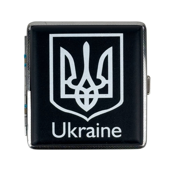 Портсигар Ukraine PK-31 на 20 сигарет шкірзам чорний