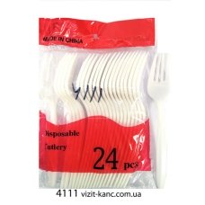 / Виделка пластикова Union Group, одноразова, 24 шт/уп, білий