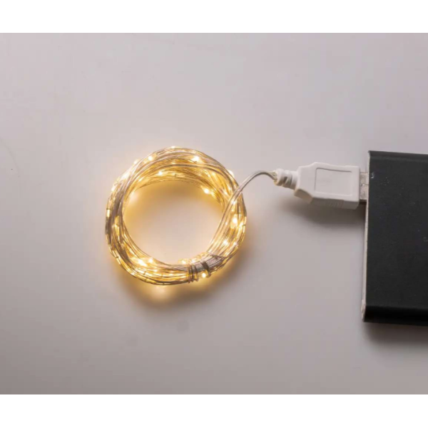 Гірлянда Роса 100 LED довжина 10 м від USB, жовтий new