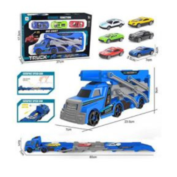 Іграшковий набір машинок 4в1 Автовоз трейлер LH853-58 пластик 23.5 см синій new