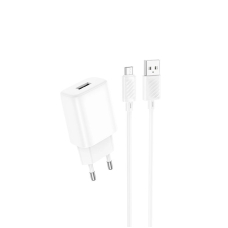 Мережевий зарядний пристрій з кабелем HOCO C134A Solid single-port charger set(Micro) White new