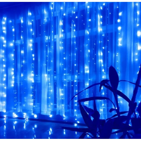/ Світлодіодна гірлянда завіса-водоспад прозорий дріт 3 м х 3 м SOFI 360 LED 8 режимів синій