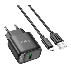Мережевий зарядний пристрій з кабелем HOCO C140A Smart single port QC3.0 charger set(Micro)(EU) Blac
