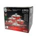 Набір посуду змішаний гранітне покриття 17 предметів Higer Kitchen HK-305 із скляними кришками червоний