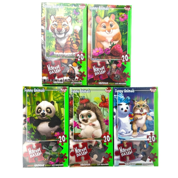 Пазли м'які 20 елементів Funny Animals ДТ-ПЗ-05-57 Герої мультфільмів