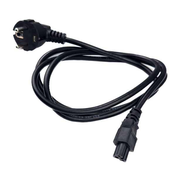 Кабель живлення 3 pin силовий 1.2 м WIRE-001 кутова вилка 2.5 А чорний