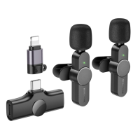 Мікрофон конденсаторний петличний 2 шт BOROFONE BFK12 Trophy Apple Lightning+Type-C для смартфона Bluetooth чорний Мікрофон конденсаторний петличний 2 шт BOROFONE BFK12 Trophy Apple Lightning+Type-C для смартфона Bluetooth чорний