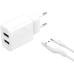 Зарядний пристрій з кабелем 2хUSB/Type-C 1 м XO L109 12 W 5 V 2.4 A білий