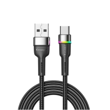 / Кабель Essager Colorful LED USB Cable Fast Charging 3A USB-A to Type C 2m black (EXCT-XCDA01)