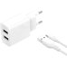 Зарядний пристрій з кабелем 2хUSB/Type-C 1 м XO L109 12 W 5 V 2.4 A білий