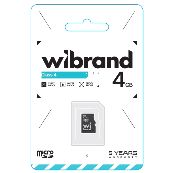 Карта пам'яті 4 GB Wibrand МicroSDHC Сlass 4 чорний