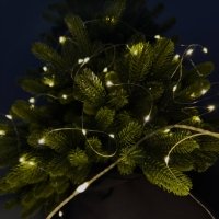 Світлодіодна гірлянда-нитка мідний дріт 400 LED Роса D-Top-19 USB з пультом крапля 40 м теплий білий