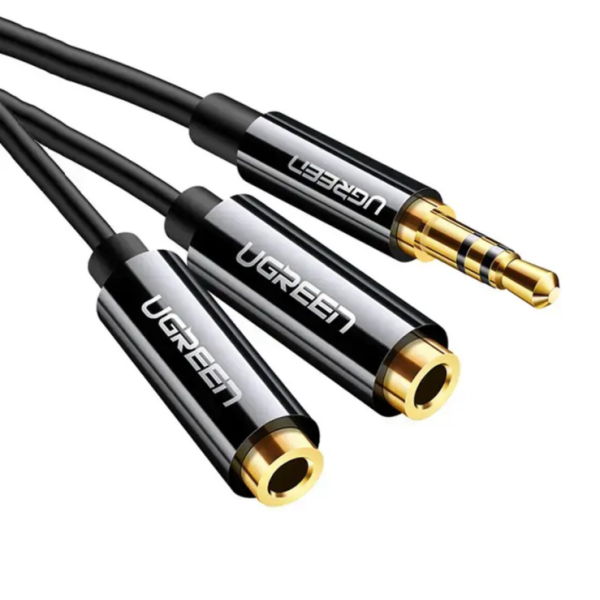 Аудіокабель 3.5 мм AUX/2х3.5 мм AUX 0.2 м UGREEN AV134 чорний