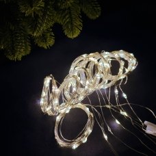Світлодіодна гірлянда-завіса мідний дріт 300 LED Euro Led USB з пультом крапля 3 х 3 м теплий білий