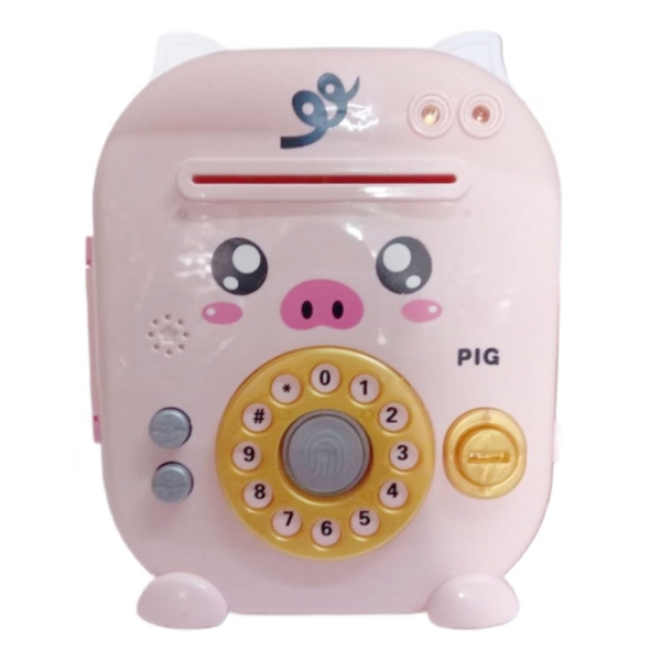 Скарбничка-сейф Свинка YY-47J-K-L-I 20 х 17 см електронна з кодовим замком та відбитком пальця рожевий