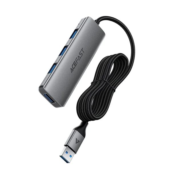 USB-хаб зовнішній 4 порти ACEFAST J17 1 м сріблястий