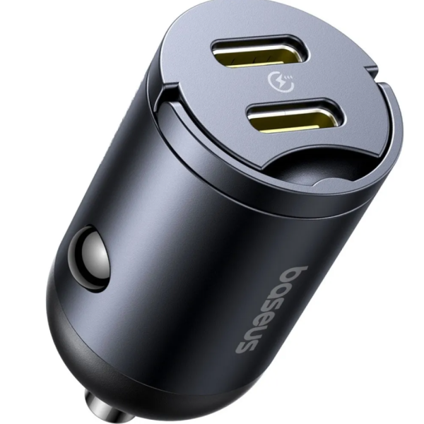 Автомобільний зарядний пристрій 2хType-C Baseus Tiny Star 30 W чорний