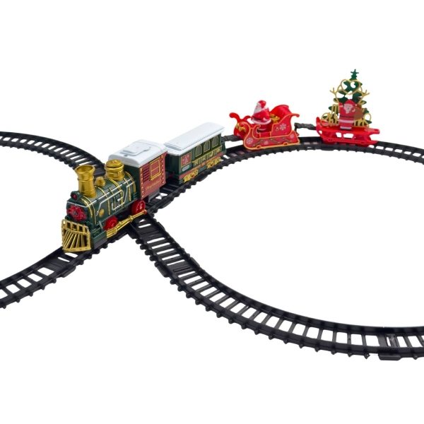 Залізниця з колією Christmas Train 699-66A звукові та світлові ефекти 91 см зелений з червоним