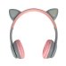 Навушники дитячі бездротові накладні MDR P47 LED FM MP3 Bluetooth з вушками сірий з рожевим