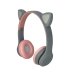 Навушники дитячі бездротові накладні MDR P47 LED FM MP3 Bluetooth з вушками сірий з рожевим