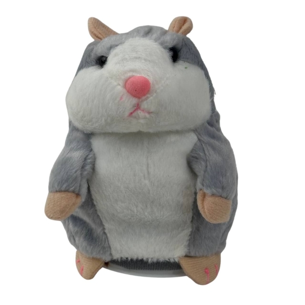 Інтерактивна іграшка-повторюшка Хом'як 15 см сірий з білим