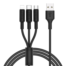 Кабель 3в1 USB/Apple Lightning+Type-C+microUSB 1 м HOCO X25 2 A чорний