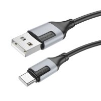 Кабель USB/Type-C 1 м BOROFONE BX101 Creator 3 А чорний з сірим