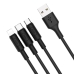 Кабель 3в1 USB/Apple Lightning+Type-C+microUSB 1 м HOCO X25 2 A чорний Кабель 3в1 USB/Apple Lightning+Type-C+microUSB 1 м HOCO X25 2 A чорний
