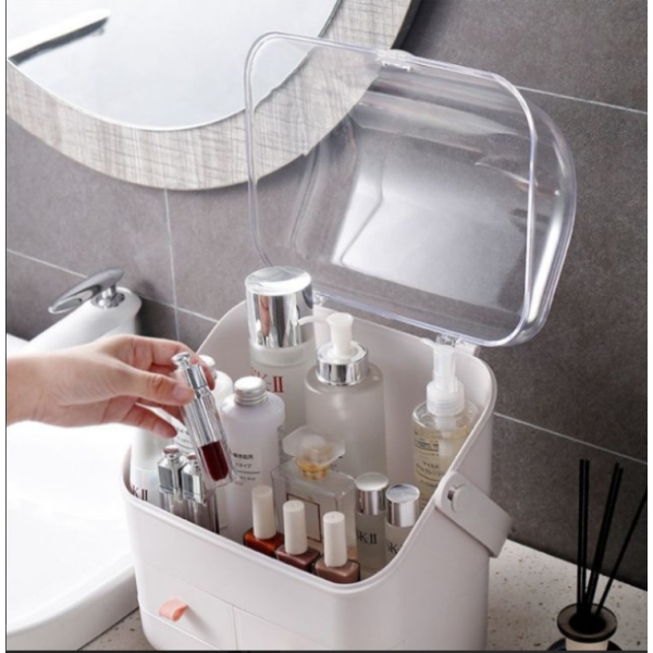 / Настільний органайзер W-10 стійка для косметики, на 2 секції, з білою ручкою