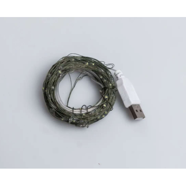 Гірлянда Роса нитка 100 LED довжина 10 м від USB зелена, білий new