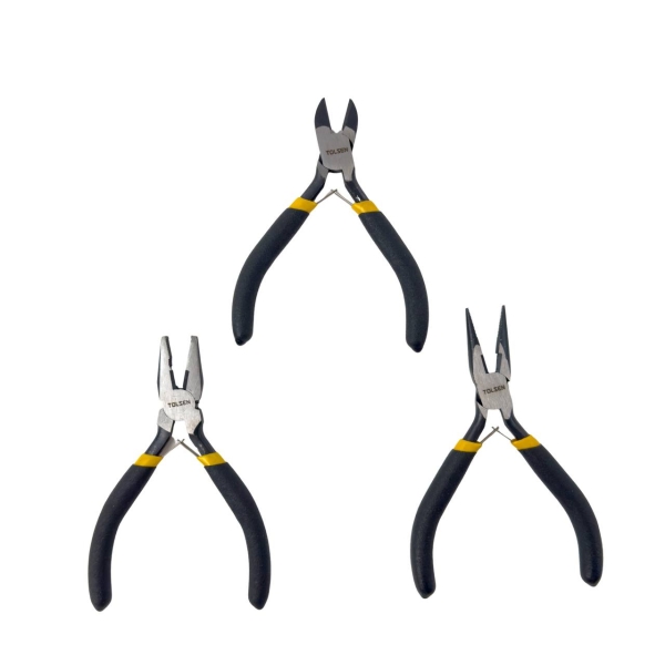 Набір міні-плоскогубців 3 шт Tolsen 115 мм чорний з жовтим