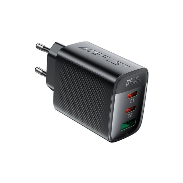 Зарядний блок живлення 2хType-C+USB ACEFAST A108 GaN 67 W 20 V 3.35 A чорний