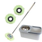 Швабра для миття підлоги 119 см Clear Dirt з відром телескопічна ручка автоматичний віджим сірий