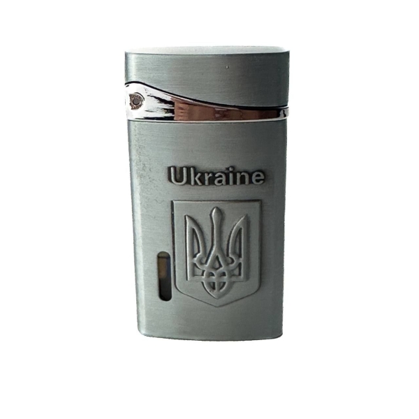 Запальничка газова Україна п'єзовий підпал метал сріблястий