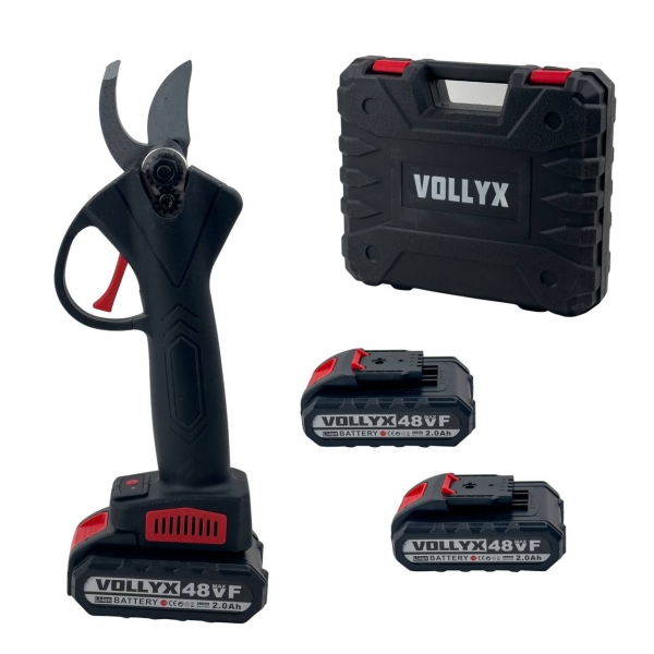 Секатор акумуляторний в кейсі Vollyx АКБ 2 шт 48 V чорний